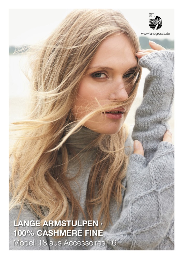 Lange Armstulpen aus 100% Cashmere Fine mit Raute-Motiv
