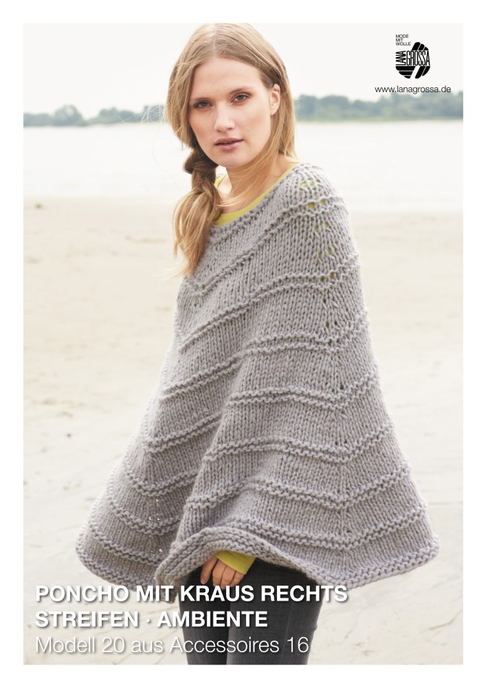 Poncho mit kraus rechts Streifen