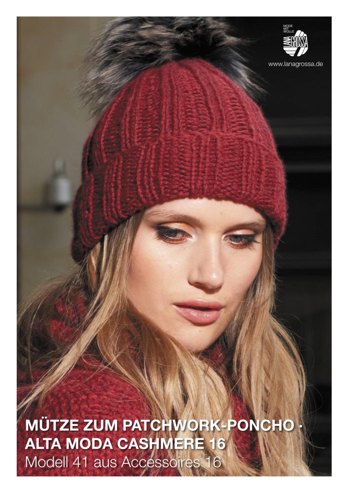Mütze zum Patchwork-Poncho aus Alta Moda Cashmere 16