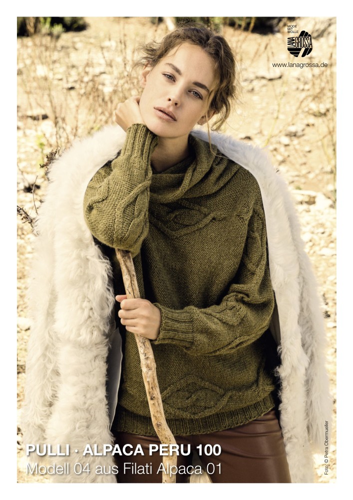 Pullover mit Raute- und Rippenmuster aus Alpaca Peru 100