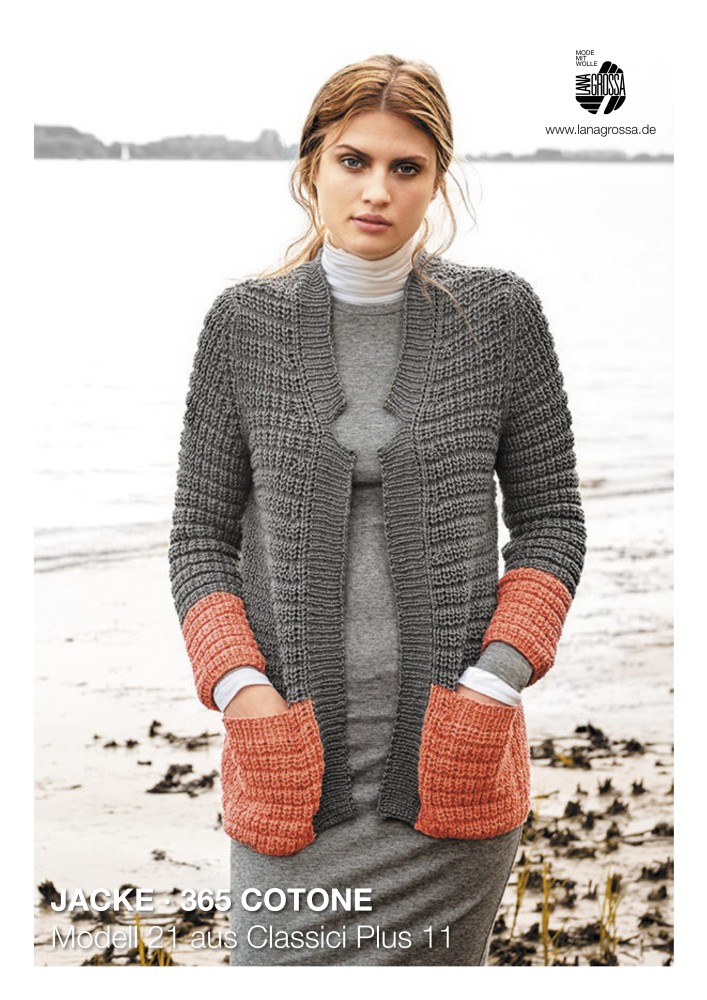 Jacke aus Lana Grossa 365 Cotone in zweifarbiger Struktur