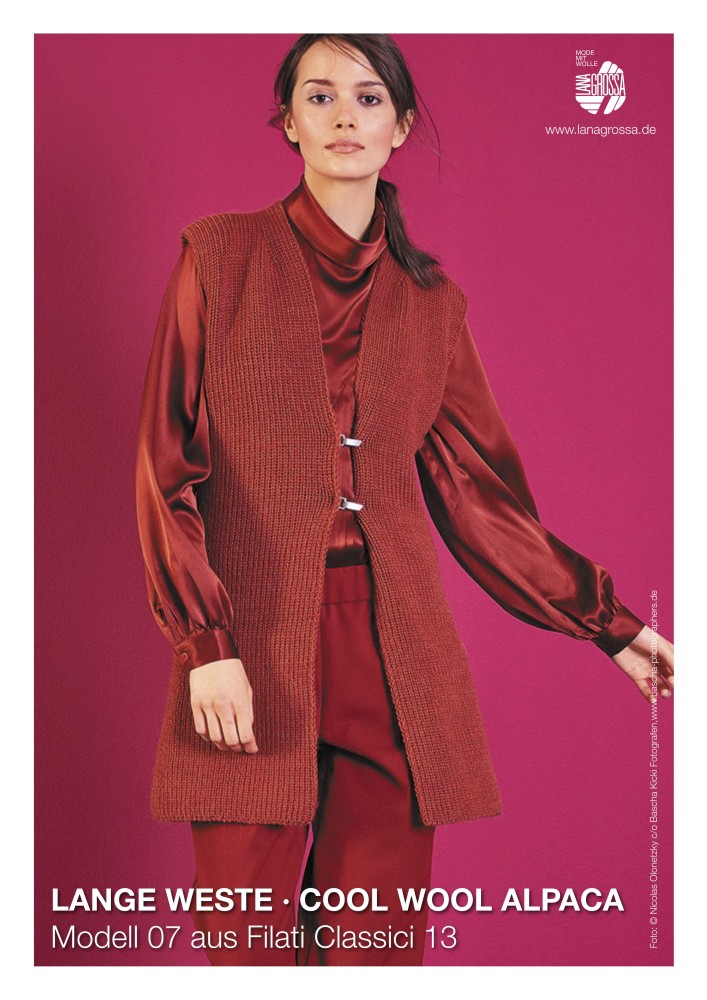Lange Weste aus Cool Wool Alpaca
