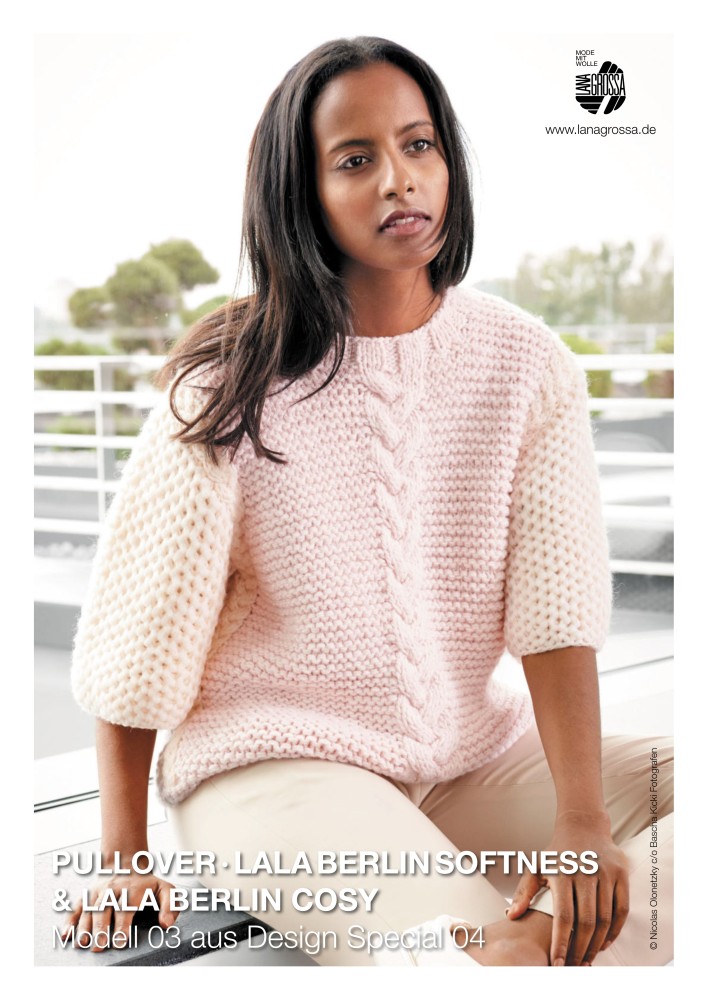 Pullover mit Zopf- und Netzpatentmuster aus Lala Berlin Softness und Cosy