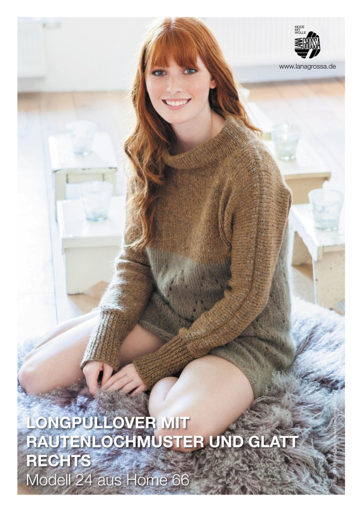 Longpullover mit Rautenlochmuster und glatt rechts