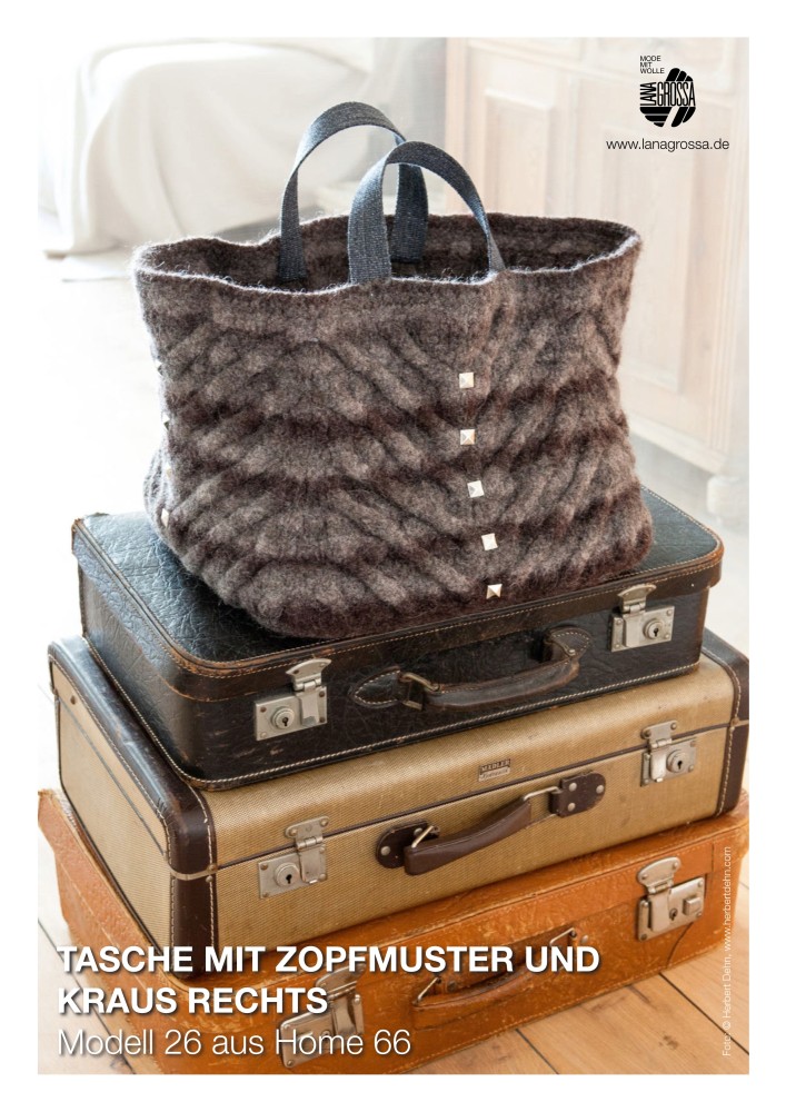 Tasche mit Zopfmuster und kraus rechts