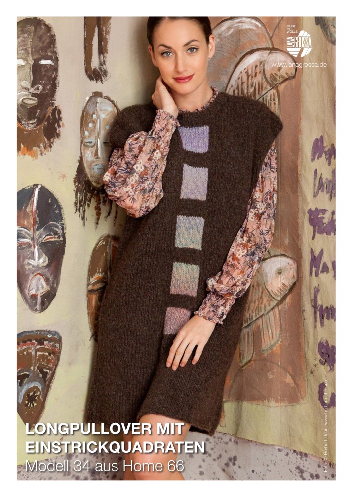 Longpullover mit Einstrickquadraten