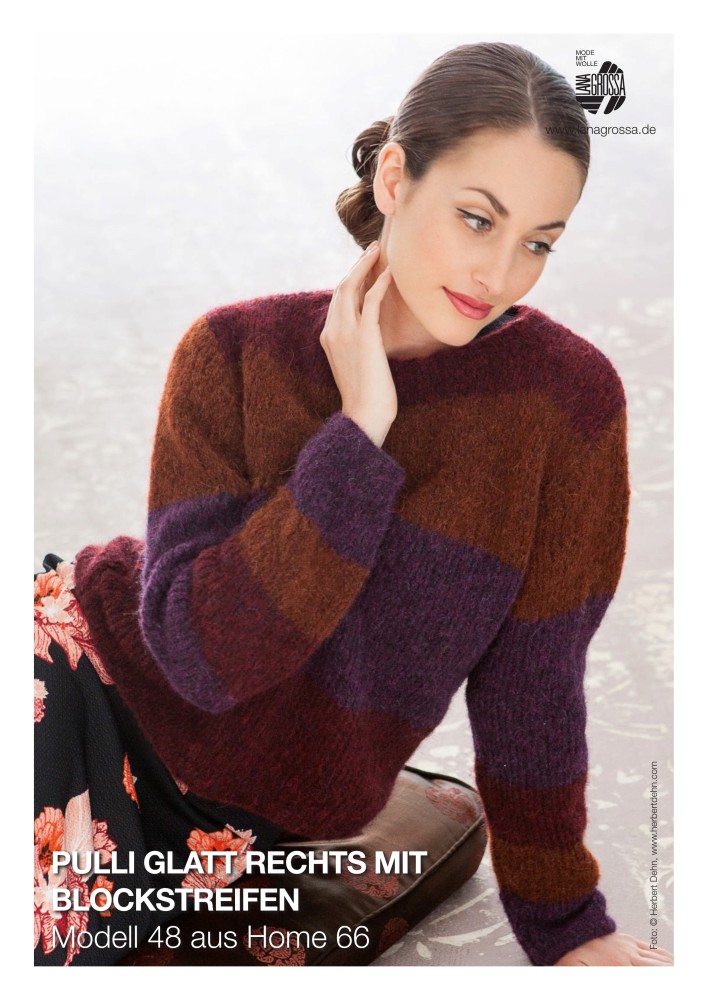 Pullover glatt rechts mit Blockstreifen