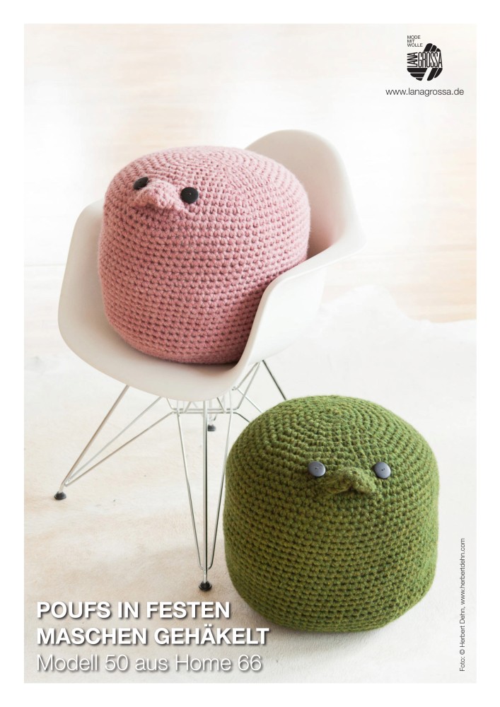 Poufs in festen Maschen gehäkelt