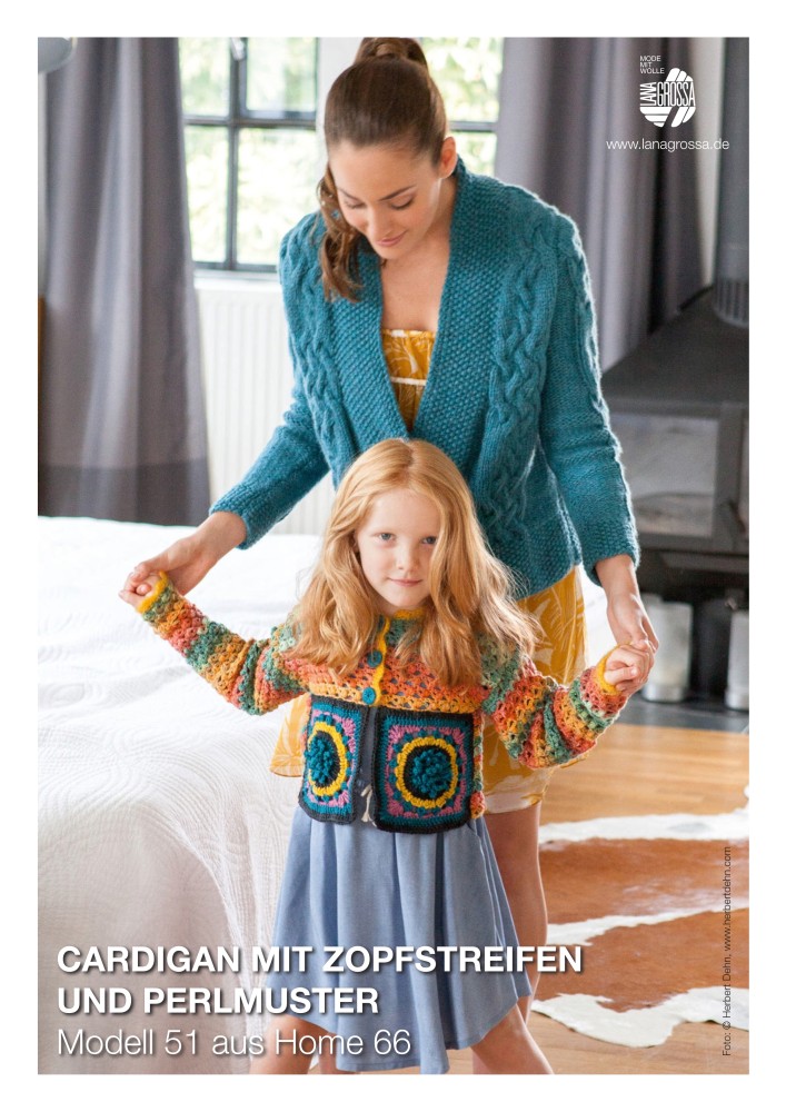 Cardigan mit Zopfstreifen und Perlmuster