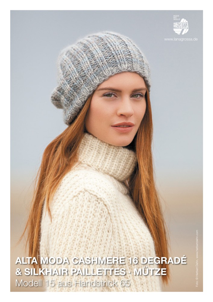 Mütze aus Alta Moda Cashmere 16 Degradé und Silkhair Paillettes