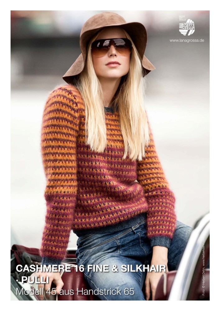 Pullover mit Musterstreifen in Kaschmir- und Mohair-Mischung