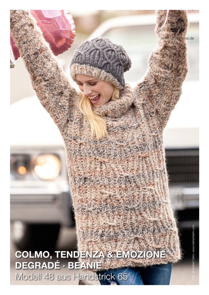Degradé Beanie mit Zopfmuster