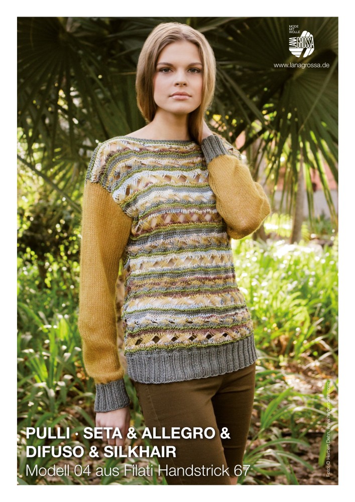 Pullover mit Fallmaschenmuster aus Seta, Allegro, Difuso und Silkhair