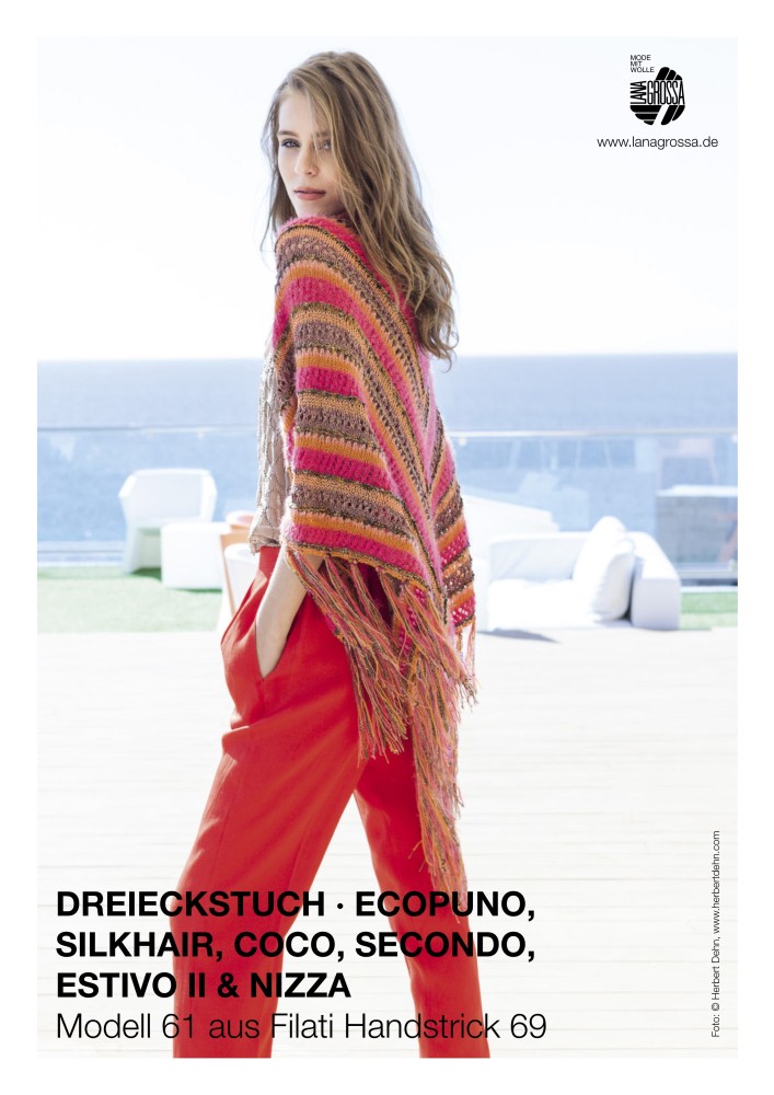 Dreieckstuch Modell 61 mit Materialmix Ecopuno, Silkhair, Coco, Secondo, Estivo II & Nizza