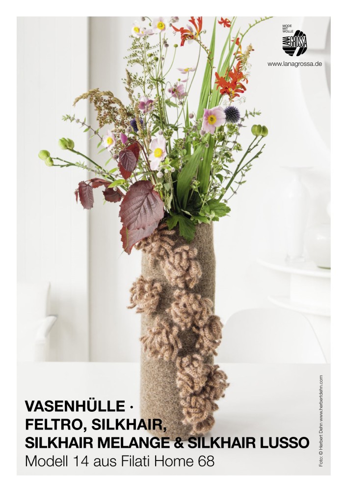 Vasenhülle mit Blüten aus Filati Home 68 Modell 14