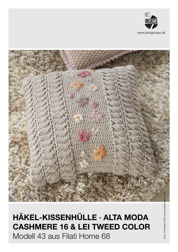 Häkel-Kissenhülle Alta Moda Cashmere 16 & Lei Tweed Color