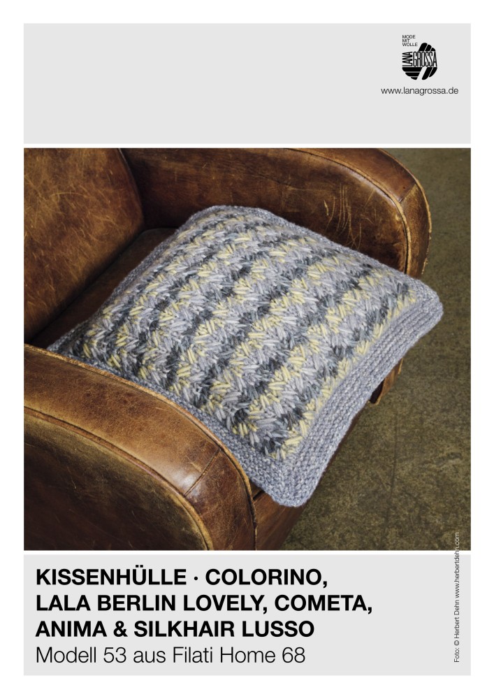 Kissenhülle aus Colorino, Lala Berlin Lovely, Cometa, Anima und Silkhair Lusso