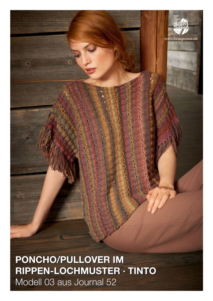 Poncho/Pullover im Rippen-Lochmuster Tinto