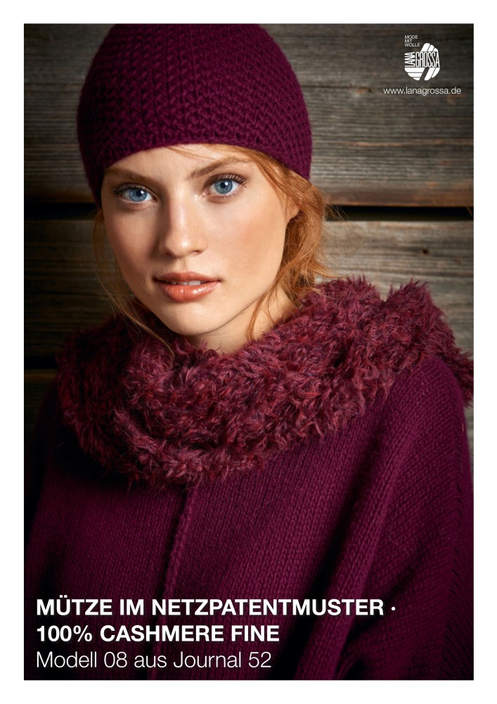 Mütze im Netzpatentmuster aus 100% Cashmere Fine