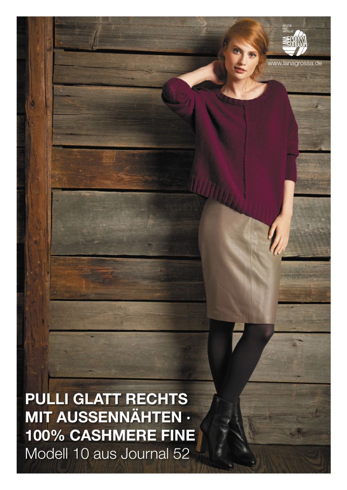 Pulli glatt rechts mit Aussennähten aus 100% Cashmere Fine