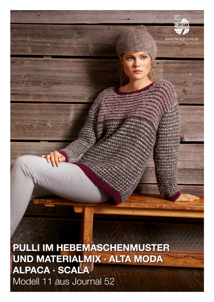 Pullover im Hebemaschenmuster mit Materialmix Alta Moda Alpaca und Scala