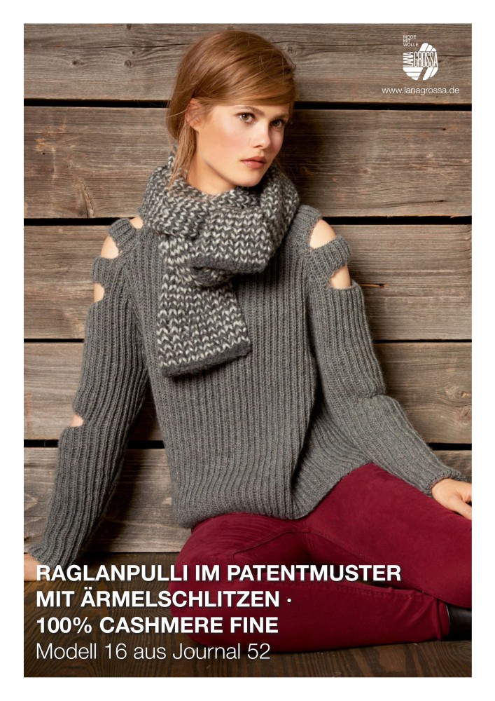 Raglanpulli im Patentmuster mit Ärmelschlitzen