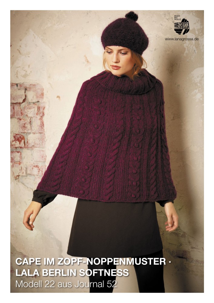 Cape im Zopf-Noppenmuster aus Lala Berlin Softness