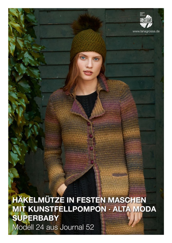 Häkelmütze in festen Maschen mit Kunstfellpompon