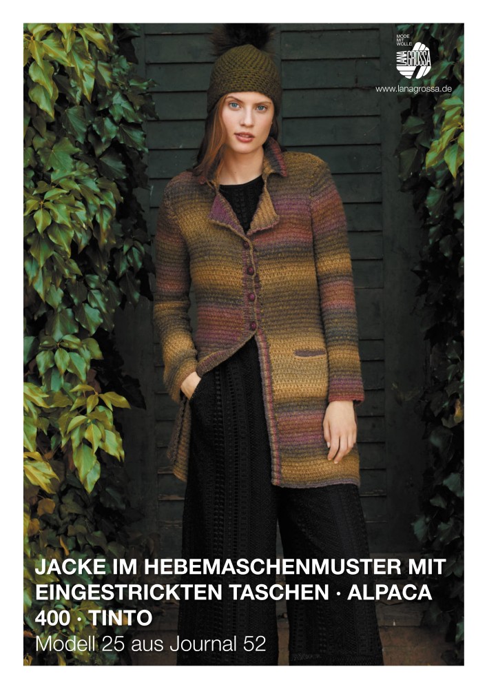 Jacke im Hebemaschenmuster mit eingestrickten Taschen