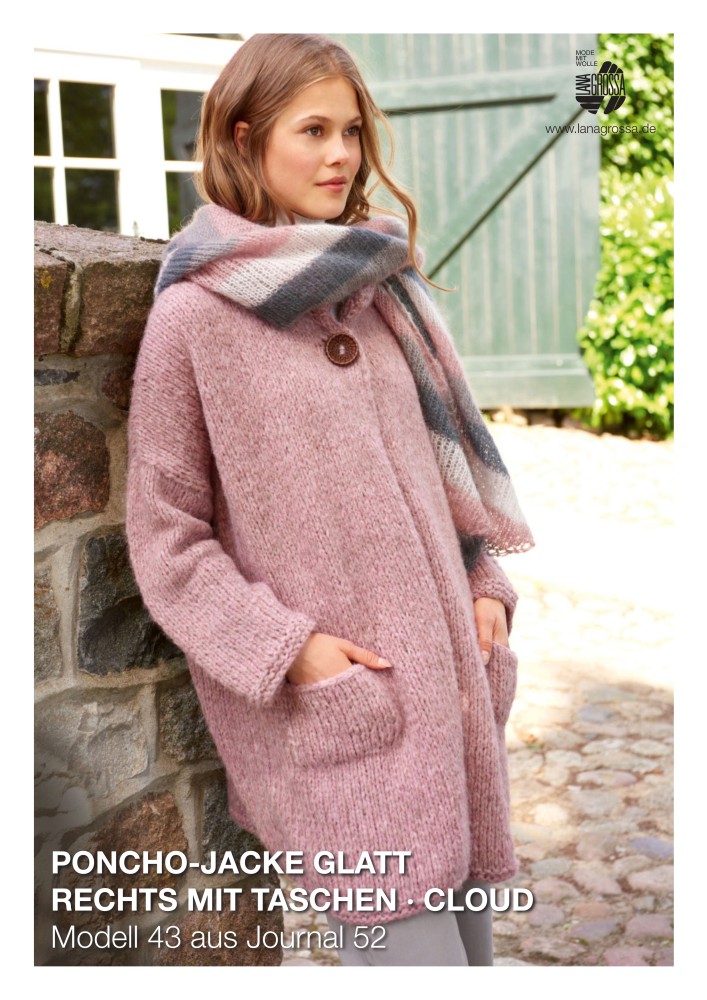 Poncho-Jacke glatt rechts mit Taschen