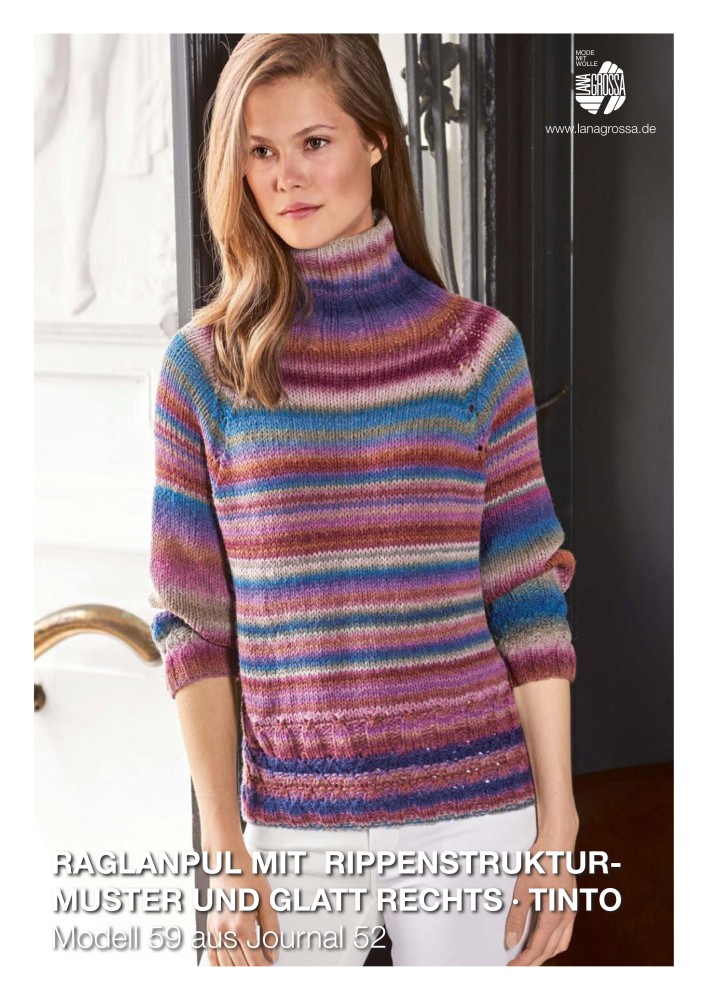 Raglanpullover mit Rippenstrukturmuster und glatt rechts