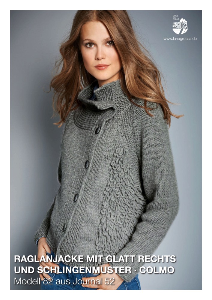 Raglanjacke mit glatt rechts und Schlingenmuster aus Colmo