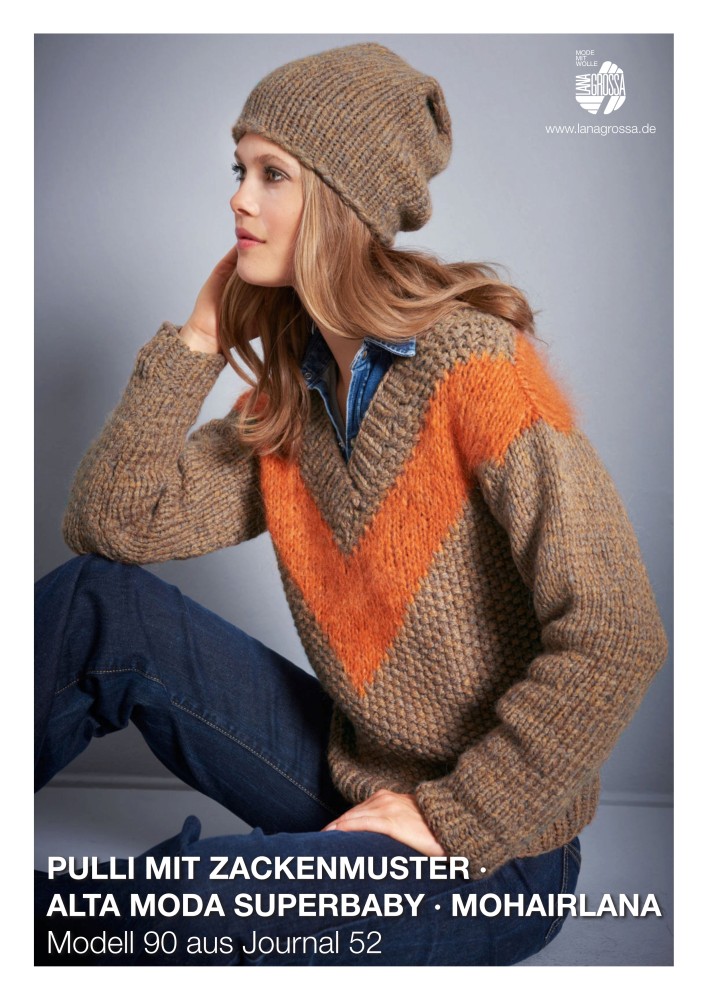 Pullover mit Zackenmuster aus Alta Moda Superbaby und Mohairlana