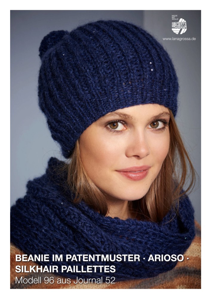 Beanie im Patentmuster aus Arioso und Silkhair Paillettes
