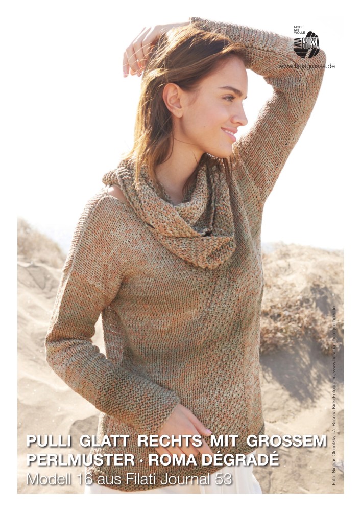 Pullover glatt rechts mit großem Perlmuster