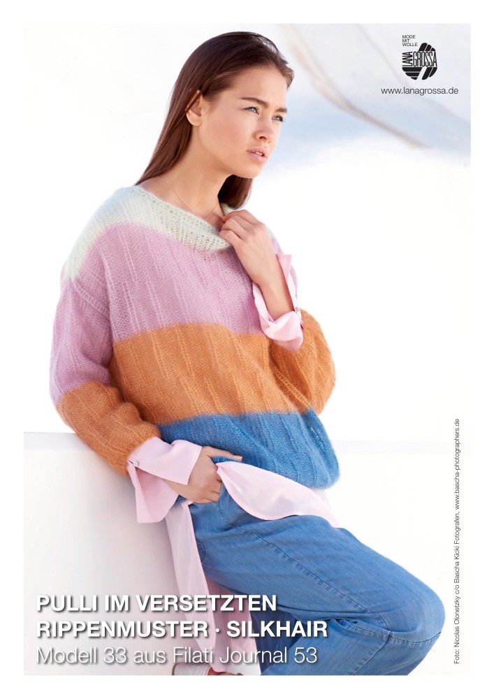 Pulli im versetzten Rippenmuster aus Silkhair
