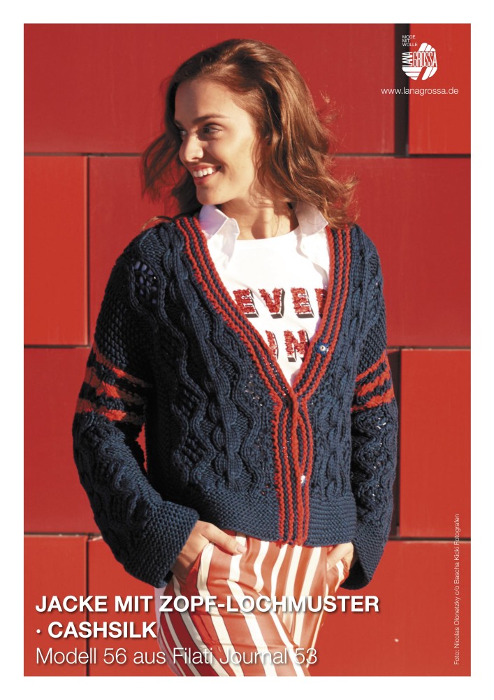 Jacke mit Zopf-Lochmuster
