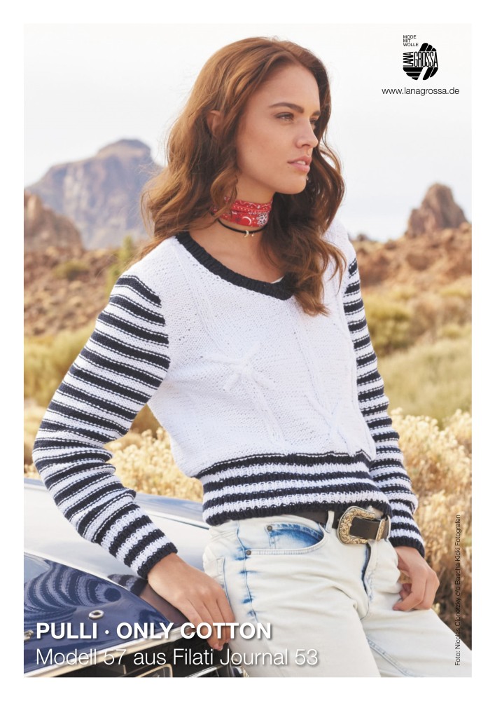 Pullover Only Cotton mit Zopfmuster und Streifen