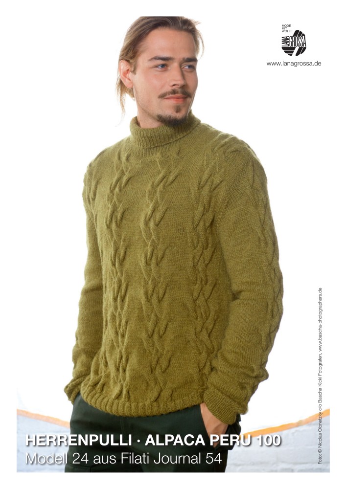 Herrn-Pullover aus Alpaca Peru 100 mit Zopfmuster
