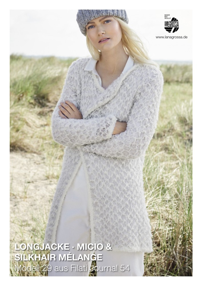 Longjacke aus Micio und Silkhair Mélange in Struktur-Hebemaschenmuster