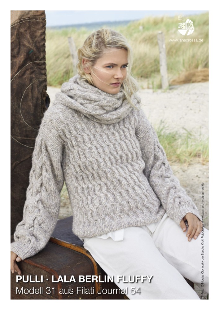Pullover Lala Berlin Fluffy mit versetztem Rippen-Zopfmuster