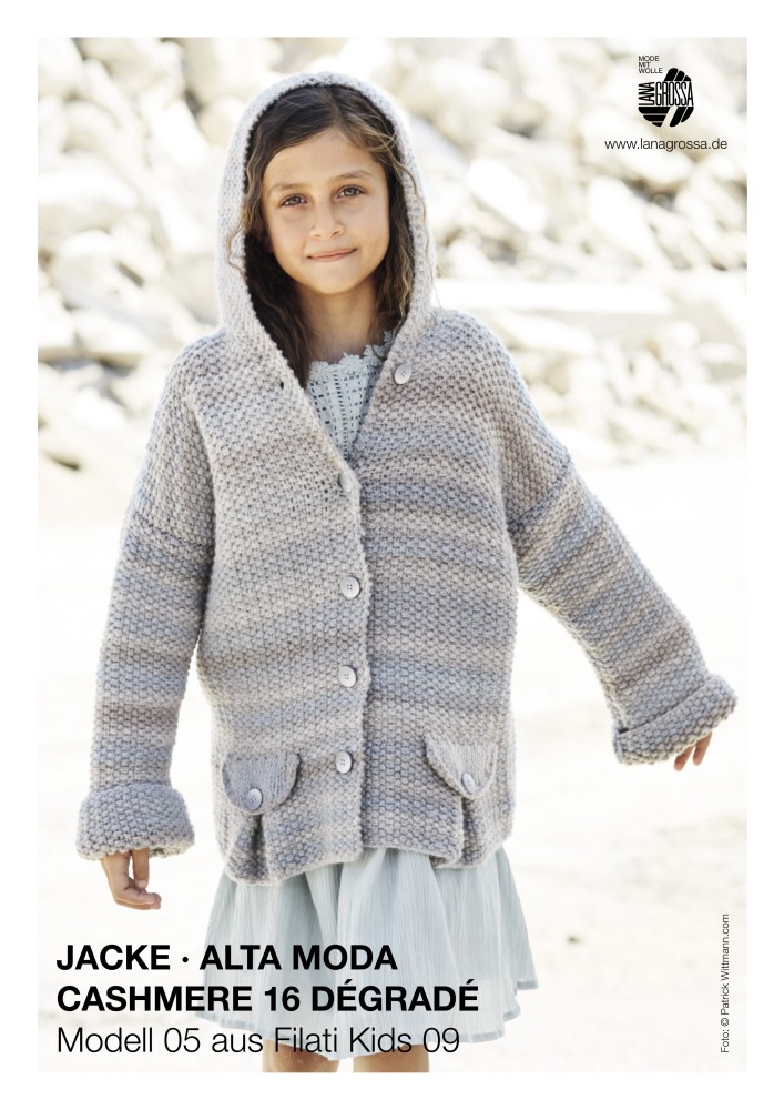 Kinderjacke aus Cashmere 16 Dégradé im kleinen Perlmuster