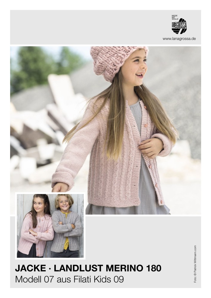 Kinderjacke mit Zopfmuster aus Landlust Merino 180
