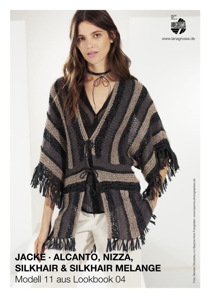 Jacke mit Streifenmuster in Schwarz, Schiefer und Beige/Taupe Melange