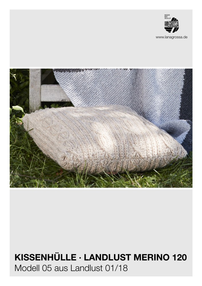 Kissenhülle in Rippen-Zopfmuster aus Landlust Merino 120