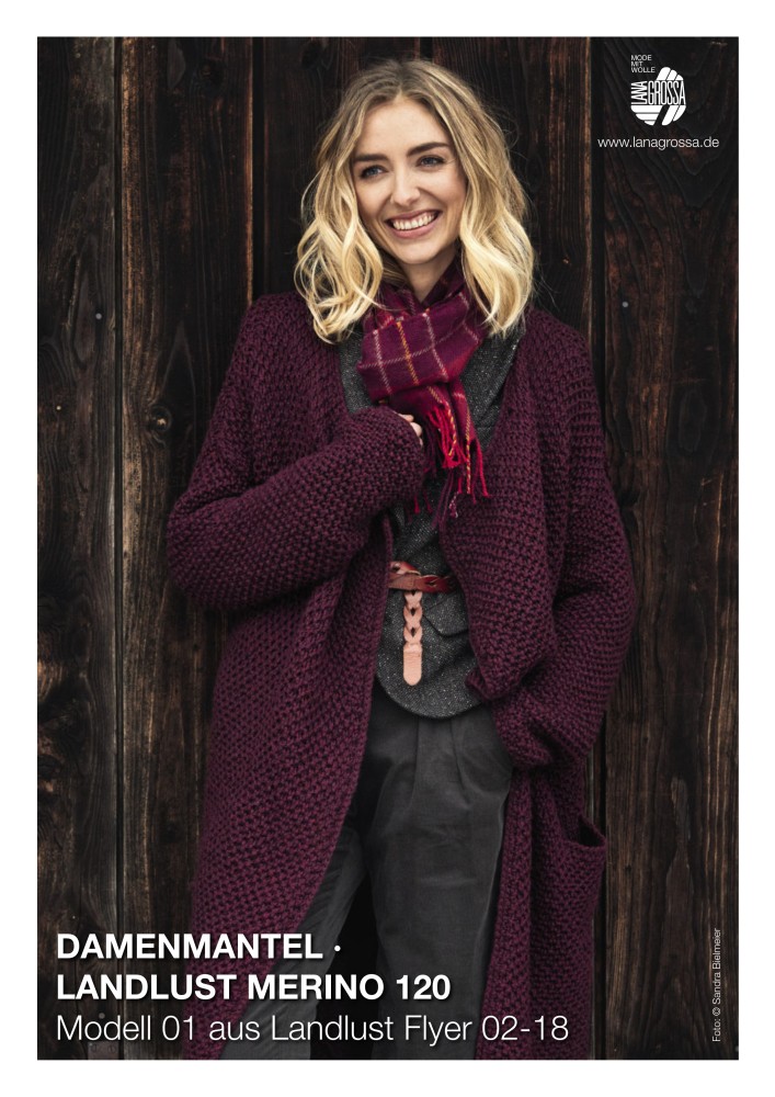 Damenmantel im Hebemaschenmuster aus Landlust Merino 120