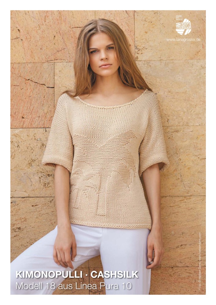 Kimono-Pullover mit Palmen-Einstrickmuster