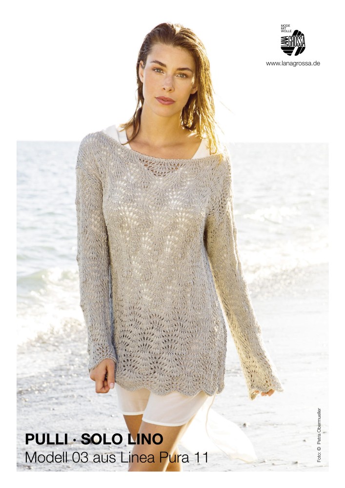 Pullover Solo Lino mit versetztem Pfauenschweifmuster
