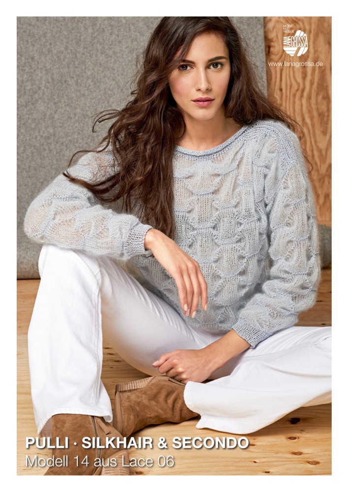 Pullover Modell 14 aus Lace 06 mit Cloquemuster aus Silkhair und Secondo