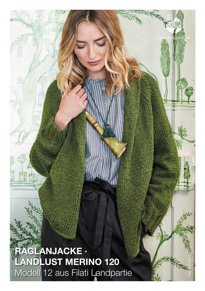 Raglanjacke mit Schalkragen aus Landlust Merino 120